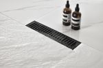 12 Inches Linear Shower Drain with Removable Quadrato Pattern Grate, 304 Stainless Shower Drain Included Hair Strainer and Leveling Feet
