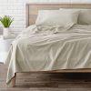 No Tear Split Top King Size Fits All Top Split Length Sizes Solid Flannel 100 Percent Cotton, 4PC Sheet Set (Cream, Split Flex