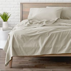 No Tear Split Top King Size Fits All Top Split Length Sizes Solid Flannel 100 Percent Cotton, 4PC Sheet Set (Cream, Split Flex