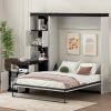 Full Size Murphy Bed with Desk and Storage Shelves and Cabinets, Black+White(Expected Arrival Time: 9.22)