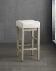 Transitional White Faux Leather Seat 29-inch Pub Height Stools Set of 2, White Finish Solid Wood Frame