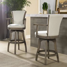 Williams 27' Swivel Counter Height Bar Stool, Natural White Linen