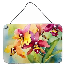 NEW Orchids in Watercolor Wall or Door Hanging Prints Aluminum Metal Sign Kitchen Wall Bar Bathroom Plaque Home Decor, 8HX12W, Multicolor