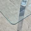 Glass Dining Table Modern Minimalist Rectangular for 4-6 with 0.31" Tempered Glass Tabletop and plating Metal Legs, Writing Table Desk