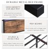 Queen Size Bed Frame with Storage Headboard and 2 Drawers, LED Lights Bed with Charging Station, Metal Platform Bed No Noise