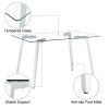 Glass Dining Table Modern Minimalist Rectangular for 4-6 with 0.31" Tempered Glass Tabletop and plating Metal Legs, Writing Table Desk