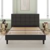 Upholstered Platform Bed Square Stitch - Queen