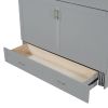 Queen Size Murphy Bed Wall Bed with drawer and a set of Sockets & USB Ports, Pulley Structure Design, Gray