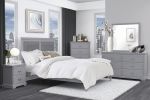 Classic Gray Finish Queen Size Panel Bed Upholstered Headboard Wooden Bedroom Furniture 1pc