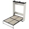 Full Size Murphy Bed with Desk and Storage Shelves and Cabinets, Black+White(Expected Arrival Time: 9.22)