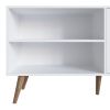 Manhattan Comfort Amber 53.7" TV Stand with Faux Leather Handles in White