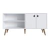 Manhattan Comfort Amber 53.7" TV Stand with Faux Leather Handles in White