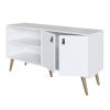 Manhattan Comfort Amber 53.7" TV Stand with Faux Leather Handles in White