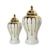 Exquisite White Gilded Ginger Jar with Removable Lid