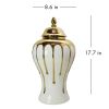 Exquisite White Gilded Ginger Jar with Removable Lid