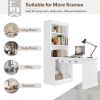 83.4"Tall Bookshelf &Writting Desk Suite,Modern Bookcase Suite with LED Lighting, Drawers,Doors,Study Desk and Open Shelves