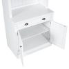 83.4"Tall Bookshelf &Writting Desk Suite,Modern Bookcase Suite with LED Lighting, Drawers,Doors,Study Desk and Open Shelves
