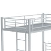 Bunk Bed Twin Over Twin Size with Ladder and high Guardrail, Able to Split, Metal Bunk Bed, Storage Space, Noise Free,Grey Silver