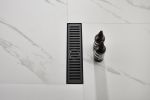 12 Inches Linear Shower Drain with Removable Quadrato Pattern Grate, 304 Stainless Shower Drain Included Hair Strainer and Leveling Feet
