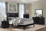 Classic Black Finish Queen Size Panel Bed Wooden Bedroom Furniture 1pc