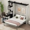 Full Size Murphy Bed with Desk and Storage Shelves and Cabinets, Black+White(Expected Arrival Time: 9.22)