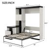 Full Size Murphy Bed with Desk and Storage Shelves and Cabinets, Black+White(Expected Arrival Time: 9.22)