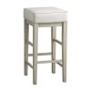 Transitional White Faux Leather Seat 29-inch Pub Height Stools Set of 2, White Finish Solid Wood Frame