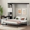 Full Size Murphy Bed with Desk and Storage Shelves and Cabinets, Black+White(Expected Arrival Time: 9.22)