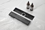12 Inches Linear Shower Drain with Removable Quadrato Pattern Grate, 304 Stainless Shower Drain Included Hair Strainer and Leveling Feet