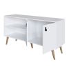 Manhattan Comfort Amber 53.7" TV Stand with Faux Leather Handles in White