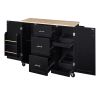 K&K Rolling Kitchen Island with Storage, Kitchen Cart with Rubber Wood Top, 3 Drawer, 2 Slide-Out Shelf and Internal Storage Rack