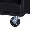 K&K Rolling Kitchen Island with Storage, Kitchen Cart with Rubber Wood Top, 3 Drawer, 2 Slide-Out Shelf and Internal Storage Rack