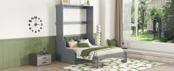 Queen Size Murphy Bed Wall Bed with Cushion,Gray