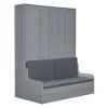 Queen Size Murphy Bed Wall Bed with Cushion,Gray