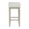 Transitional White Faux Leather Seat 29-inch Pub Height Stools Set of 2, White Finish Solid Wood Frame
