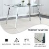 Glass Dining Table Modern Minimalist Rectangular for 4-6 with 0.31" Tempered Glass Tabletop and plating Metal Legs, Writing Table Desk