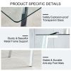 Glass Dining Table Modern Minimalist Rectangular for 4-6 with 0.31" Tempered Glass Tabletop and plating Metal Legs, Writing Table Desk