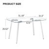 Glass Dining Table Modern Minimalist Rectangular for 4-6 with 0.31" Tempered Glass Tabletop and plating Metal Legs, Writing Table Desk