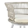 Manhattan Comfort Monaco Rope Wicker 3-Piece Patio Conversation Set with Cushions in Cream