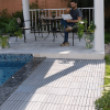 30 PCS Interlocking Deck Tiles Striped Pattern, 12" x 12" Square Light Gray Acacia Hardwood Outdoor Flooring for Patio, Bancony, Pool Side,...