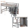 Full size Loft Bed with Bookshelf,Drawers,Desk,and Wardrobe-Gray