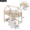 Twin over Twin House Loft or Bunk Bed with Slide and Staircase, Natural