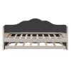 Twin Size Upholstered daybed with Wave-shaped Trundle, Beige