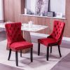 Classic Velvet Dining Chairs, High-end Tufted Solid Wood Contemporary Velvet Upholstered Dining Chair with Wood Legs Nailhead, SET OF 2,Burgundy