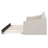 Twin Size Upholstered daybed with Wave-shaped Trundle, Beige