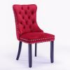 Classic Velvet Dining Chairs, High-end Tufted Solid Wood Contemporary Velvet Upholstered Dining Chair with Wood Legs Nailhead, SET OF 2,Burgundy
