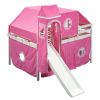 Full Size Loft Bed with Tent and Tower - Pink