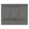 Queen Size Murphy Bed with USB Port and a Large Drawer, Gray