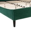 Aspen Vertical Tufted Modern Headboard Platform Bed Set, King, Evergreen Velvet