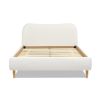 Roman Curved Headboard Upholstered Platform Bed, Queen, Ivory White Boucle